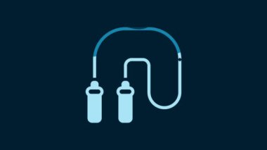 White Jump rope icon isolated on blue background. Skipping rope. Sport equipment. 4K Video motion graphic animation.