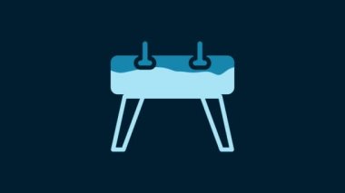 White Pommel horse icon isolated on blue background. Sports equipment for jumping and gymnastics. 4K Video motion graphic animation.