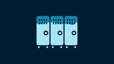 White Locker or changing room for hockey, football, basketball team or workers icon isolated on blue background. 4K Video motion graphic animation.