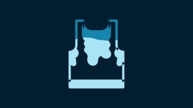 White Sweaty sleeveless sport t-shirt icon isolated on blue background. 4K Video motion graphic animation.