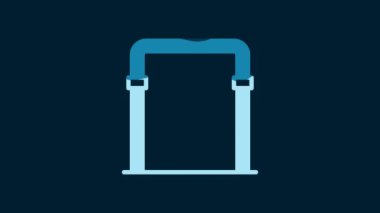 White Sport horizontal bar icon isolated on blue background. 4K Video motion graphic animation.