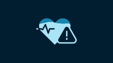 White Heart rate icon isolated on blue background. Heartbeat sign. Heart pulse icon. Cardiogram icon. 4K Video motion graphic animation.