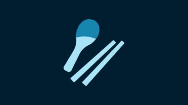 White Food chopsticks icon isolated on blue background. Wooden Korean sticks for Asian dishes. Oriental utensils. 4K Video motion graphic animation.
