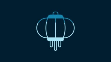 White Korean paper lantern icon isolated on blue background. 4K Video motion graphic animation.