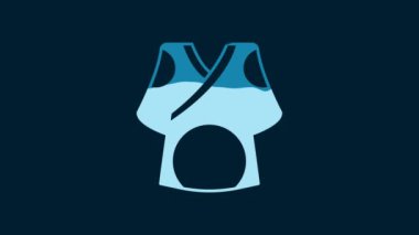 White Kimono icon isolated on blue background. Chinese, Japanese, Korean, Vietnamese wearing national costumes, kimono. Traditional Asian costumes. 4K Video motion graphic animation.