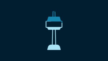 White N Seoul tower in South Korea icon isolated on blue background. Seoul tower, Namsan tower in korea. 4K Video motion graphic animation.