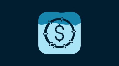 White Coin money with dollar symbol icon isolated on blue background. Banking currency sign. Cash symbol. 4K Video motion graphic animation.
