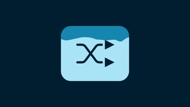 White Arrow Shuffle Icon Isolated Blue Background Video Motion Graphic — Stockvideo