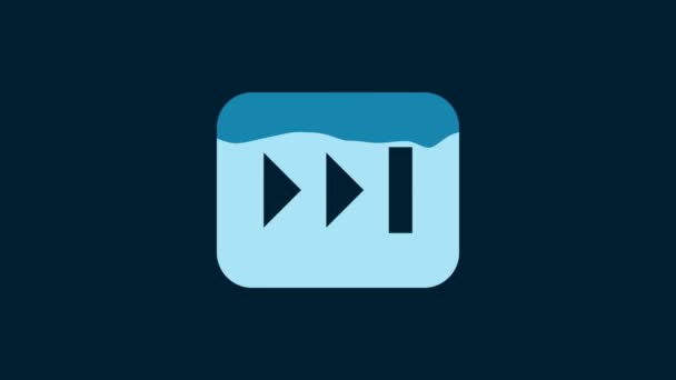Білий Швидкий Вперед Значок Ізольовано Синьому Фоні Відео Рух Графічна — стокове відео