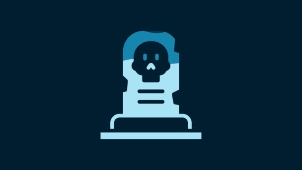 White Grave Tombstone Icon Isolated Blue Background Video Motion Graphic — Vídeos de Stock
