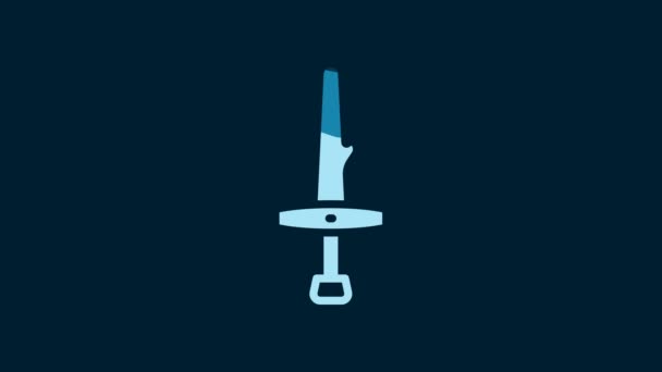 White Dagger Icon Isolated Blue Background Knife Icon Sword Sharp — Wideo stockowe
