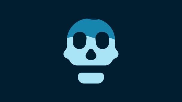 White Skull Icon Isolated Blue Background Happy Halloween Party Video — Stock Video