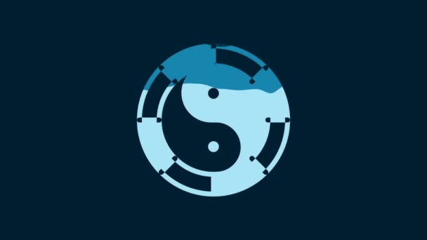 White Yin Yang Symbol Harmony Balance Icon Isolated Blue Background — 비디오