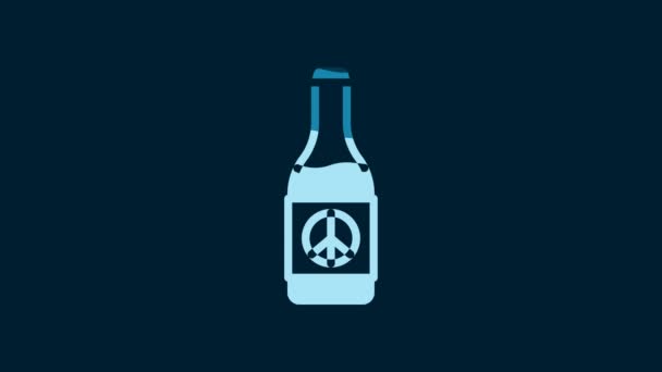 Vit Flaska Ikon Isolerad Blå Bakgrund Video Motion Grafisk Animation — Stockvideo