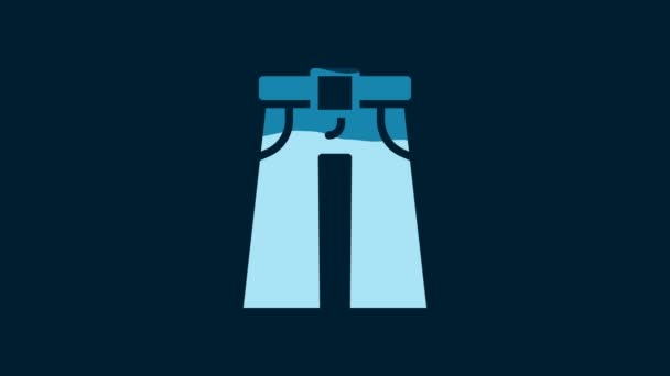 Vita Jeans Bred Ikon Isolerad Blå Bakgrund Video Motion Grafisk — Stockvideo