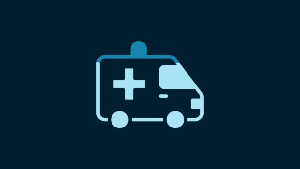 White Ambulance Emergency Car Icon Isolated Blue Background Ambulance Vehicle — Wideo stockowe