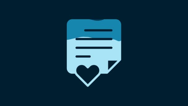 White Envelope Valentine Heart Icon Isolated Blue Background Message Love — Stock Video
