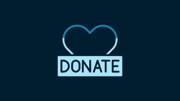 White Donation Charity Icon Isolated Blue Background Donate Money Charity — Vídeos de Stock