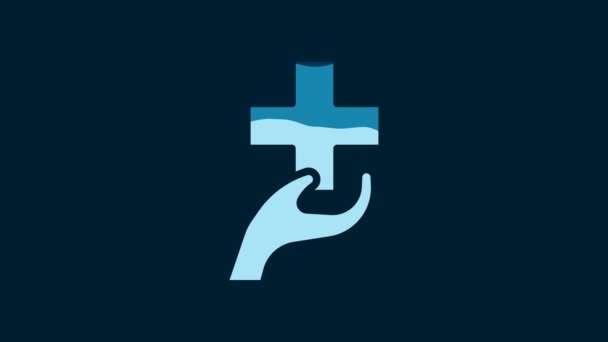 White Heart Cross Icon Isolated Blue Background First Aid Healthcare — Video Stock