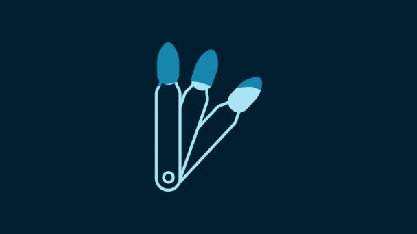 White Set False Nails Manicure Icon Isolated Blue Background Varnish — Vídeos de Stock