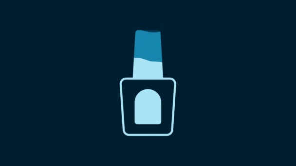 White Bottle Nail Polish Icon Isolated Blue Background Video Motion — Wideo stockowe