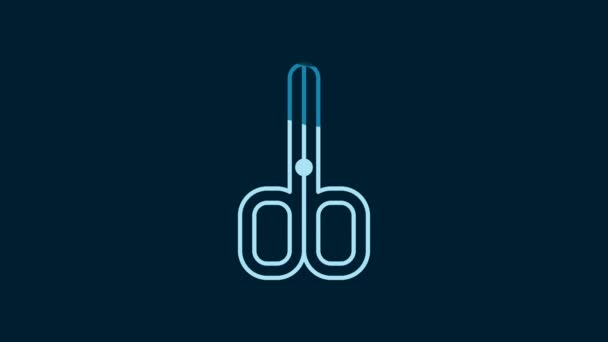White Nail Scissors Icon Isolated Blue Background Manicure Pedicure Scissors — Stockvideo