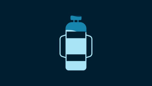 White Aqualung Icon Isolated Blue Background Oxygen Tank Diver Diving — Video