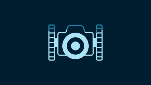 White Photo Camera Diver Icon Isolated Blue Background Foto Camera — Video Stock