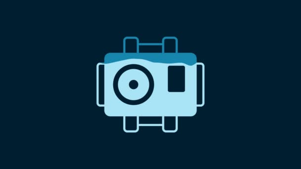 White Photo Camera Diver Icon Isolated Blue Background Foto Camera — Video