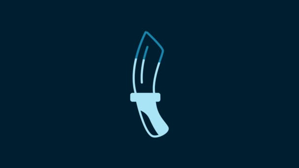 White Diving Knife Icon Isolated Blue Background Video Motion Graphic — Stock Video