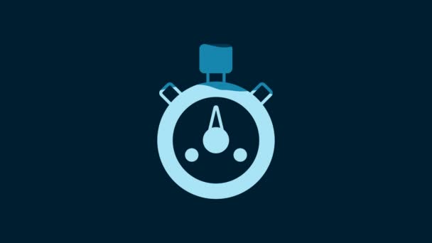 White Stopwatch Icon Isolated Blue Background Time Timer Sign Chronometer — 비디오
