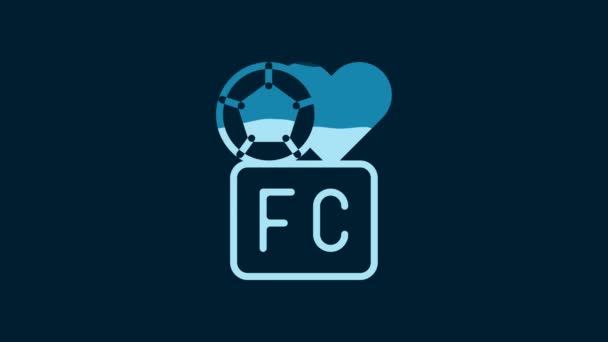 White Fan Club Football Icon Isolated Blue Background Video Motion — Video