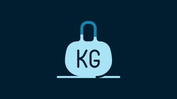 White Weight Icon Isolated Blue Background Kilogram Weight Block Weight — Wideo stockowe