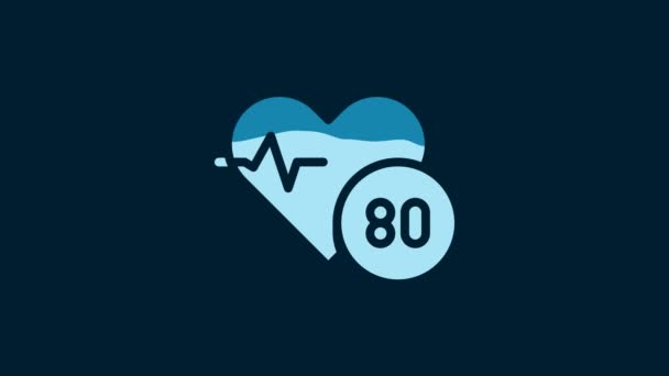 White Heart Rate Icon Isolated Blue Background Heartbeat Sign Heart — Stock video