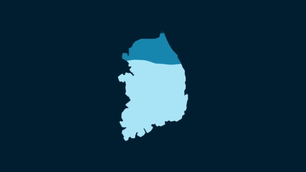 Белый Значок Карты Южной Кореи Синем Фоне Видеографическая Анимация — стоковое видео
