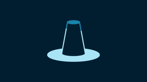 Белый Традиционный Значок Шляпы Синем Фоне Видеографическая Анимация — стоковое видео