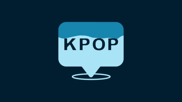 White Pop Icon Isolated Blue Background Korean Popular Music Style — Vídeos de Stock