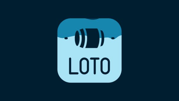 White Lottery Ticket Icon Isolated Blue Background Bingo Lotto Cash — Vídeo de stock