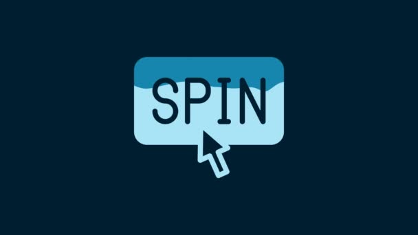 White Slot Machine Spin Button Icon Isolated Blue Background Video — Vídeo de Stock