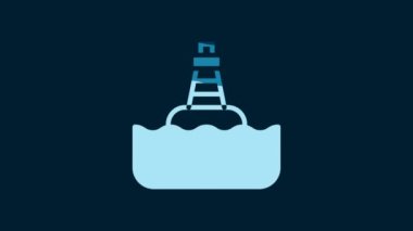 White Floating buoy on the sea icon isolated on blue background. 4K Video motion graphic animation.