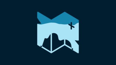 White Pirate treasure map icon isolated on blue background. 4K Video motion graphic animation.