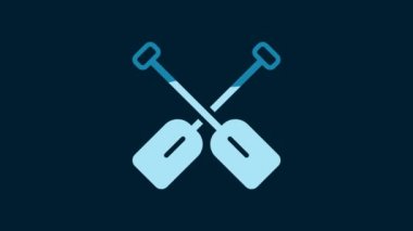 White Paddle icon isolated on blue background. Paddle boat oars. 4K Video motion graphic animation.