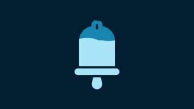 White Ship bell icon isolated on blue background. 4K Video motion graphic animation.