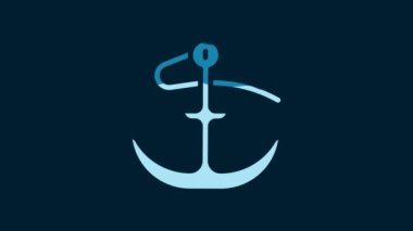 White Anchor icon isolated on blue background. 4K Video motion graphic animation.