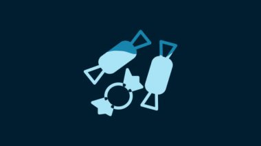 White Candy icon isolated on blue background. Happy Halloween party. 4K Video motion graphic animation.