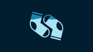 White Socks icon isolated on blue background. 4K Video motion graphic animation.