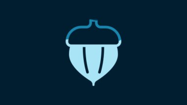 White Acorn icon isolated on blue background. 4K Video motion graphic animation.