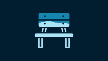 White Bench icon isolated on blue background. 4K Video motion graphic animation.
