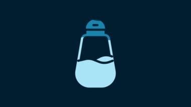White Salt icon isolated on blue background. Cooking spices. 4K Video motion graphic animation.