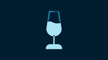 White Wine glass icon isolated on blue background. Wineglass sign. 4K Video motion graphic animation.